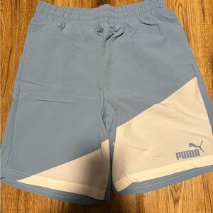 Puma Men's Athletic Shorts in Blue and Cream